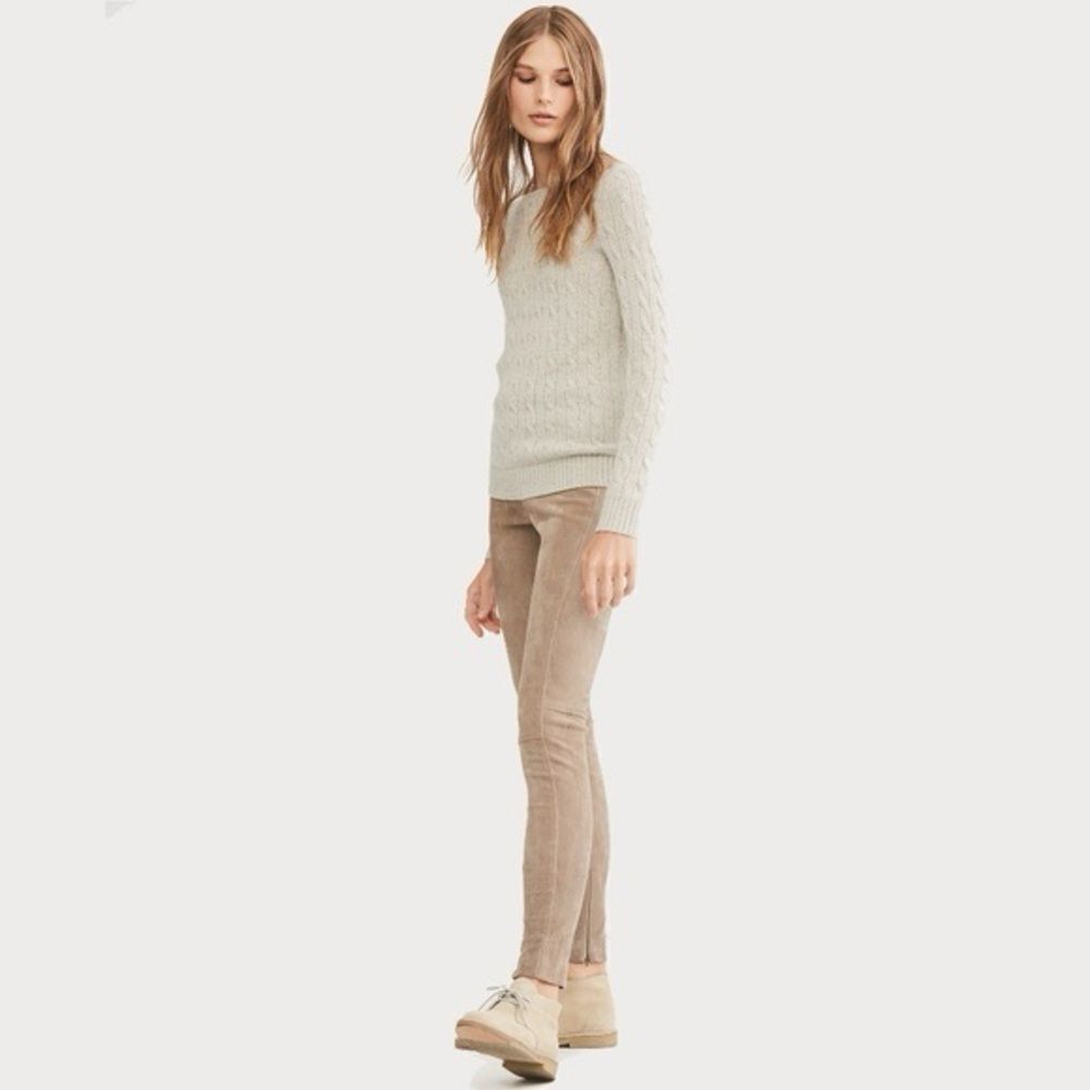 Ralph Lauren Blue Label 2014 Beige Lamb Leather Stretch Leggings